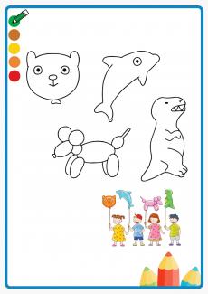 Animal balloon coloring book