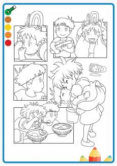 Ponyo on the Cliff by the Sea coloring book