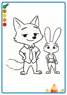 Zootopia:nick and judy coloring book