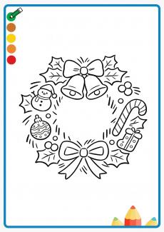 Christmas wreath coloring book