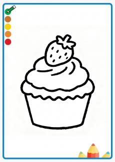 Strawberry Paper Cup Cake coloring book
