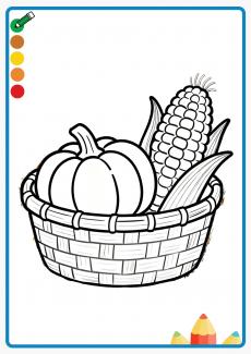 Pumpkin and corn coloring book