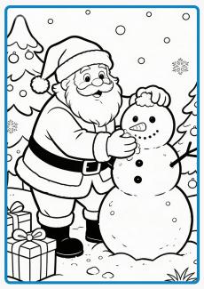 Santa Claus and Snowman coloring book