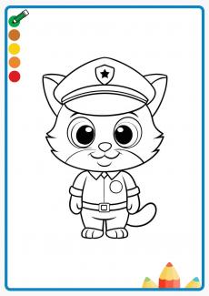cute cat police coloring book