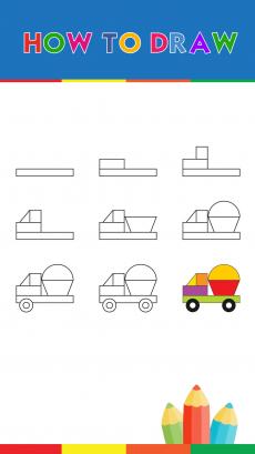 How to drawing cement mixer truck