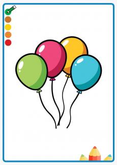 Colorful Balloons Flying coloring book