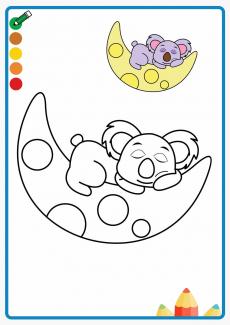 koala with moon coloring book